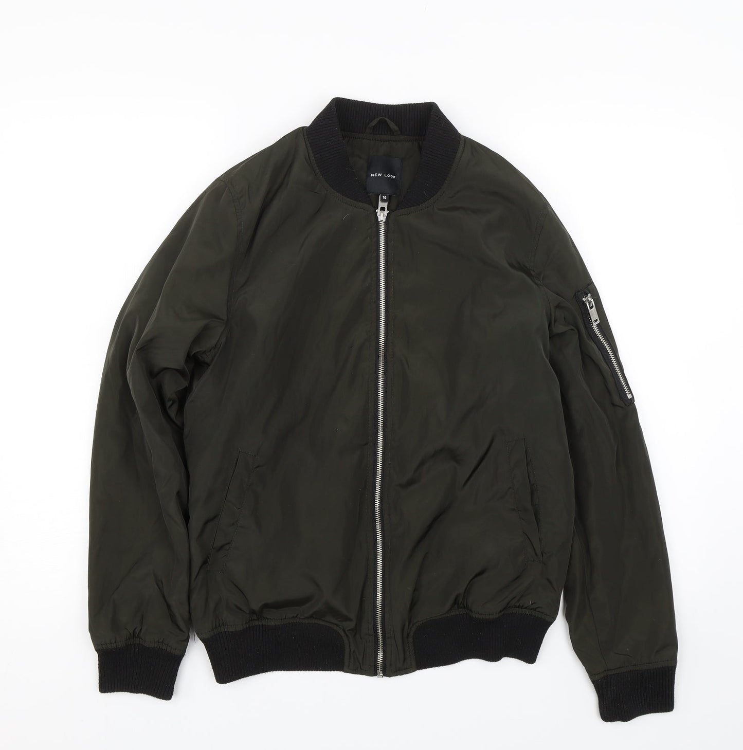 Womens UK Size 10 New Look Green Bomber Jacket