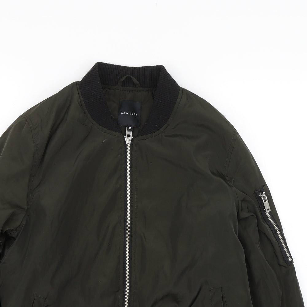 Womens UK Size 10 New Look Green Bomber Jacket