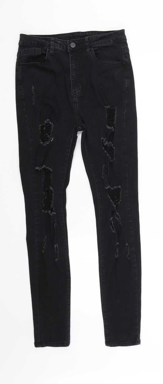 Womens UK Size S Shien Regular Fit Skinny Black Jeans