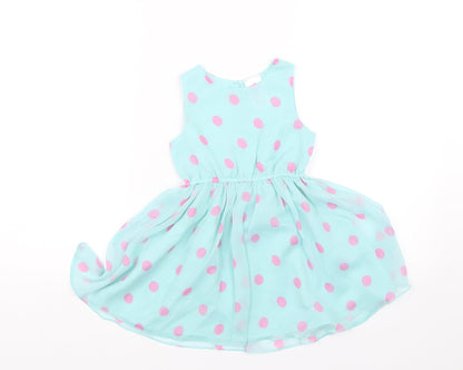 E-vie Angel Girls Blue Polka Dot  Tank Dress  Size 2 Years