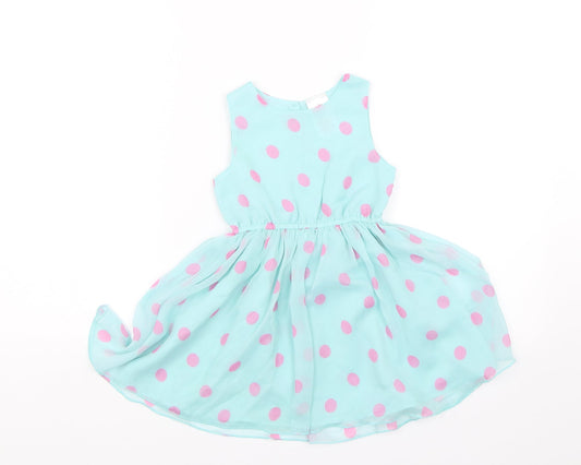 E-vie Angel Girls Blue Polka Dot  Tank Dress  Size 2 Years