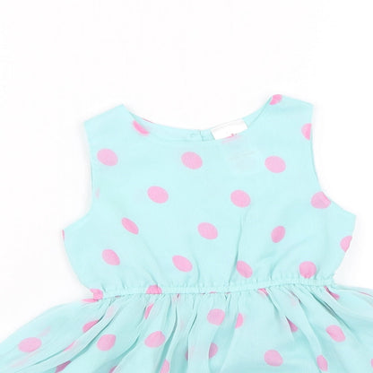 E-vie Angel Girls Blue Polka Dot  Tank Dress  Size 2 Years