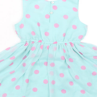 E-vie Angel Girls Blue Polka Dot  Tank Dress  Size 2 Years