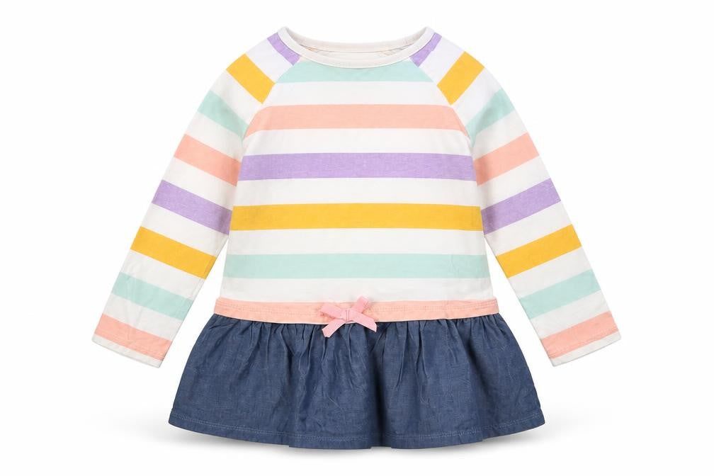 Front view of BHS girls’ multicoloured striped fit & flare, size 12-18, months