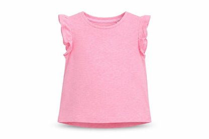 Front view of Tu girls’ pink basic t-shirt, size 9-12, months