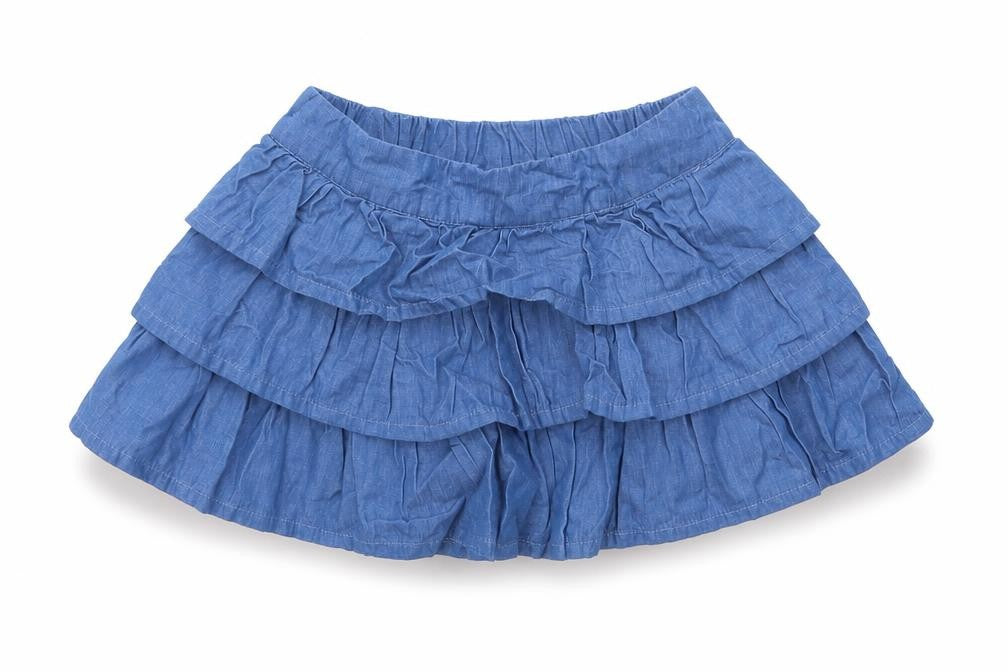 Front view of Matalan girls’ blue flare skirt, size 12-18, months