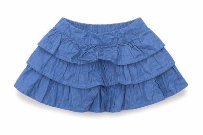 Front view of Matalan girls’ blue flare skirt, size 12-18, months