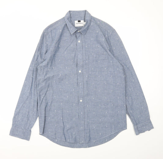 Topman Mens Blue    Button-Up Size M