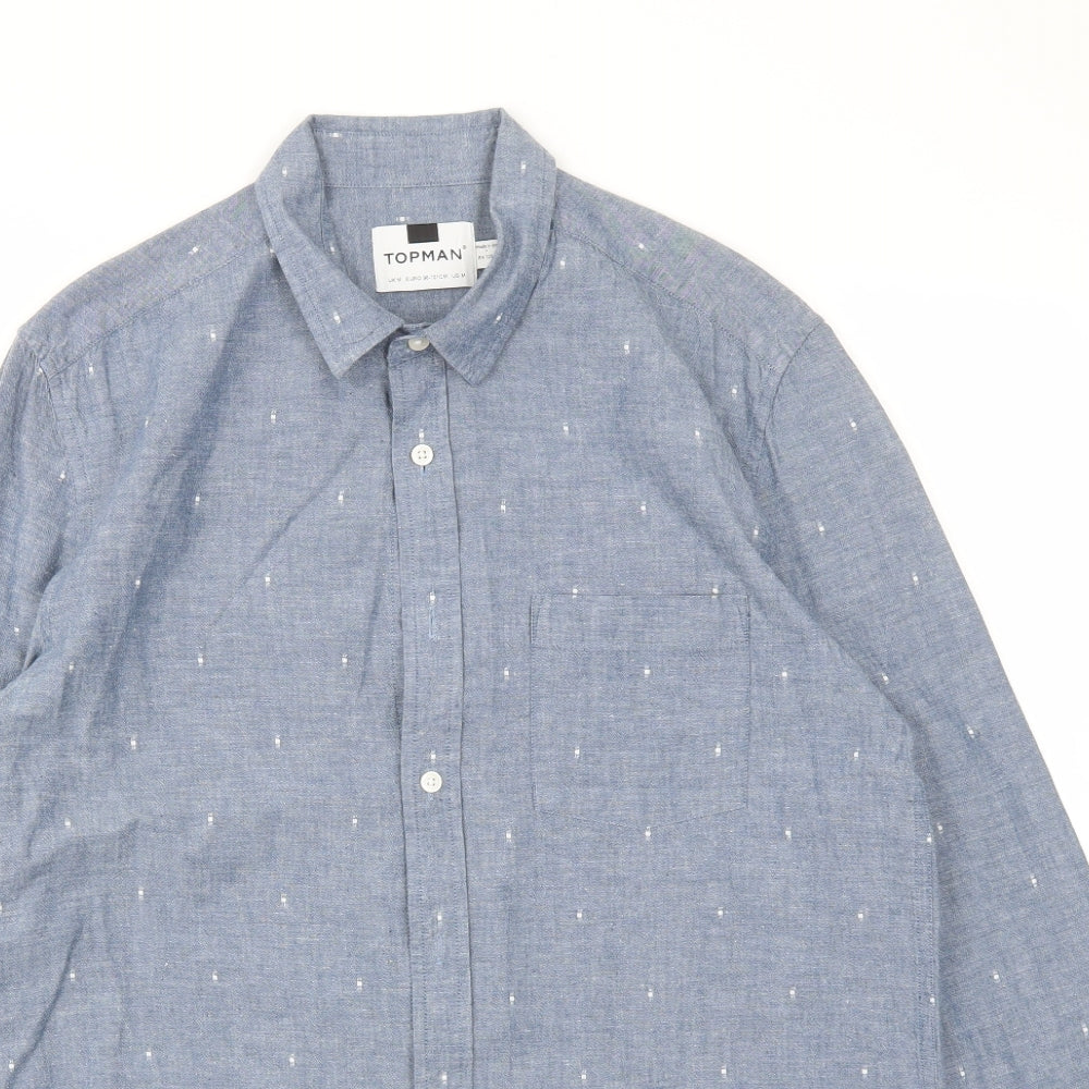 Topman Mens Blue    Button-Up Size M