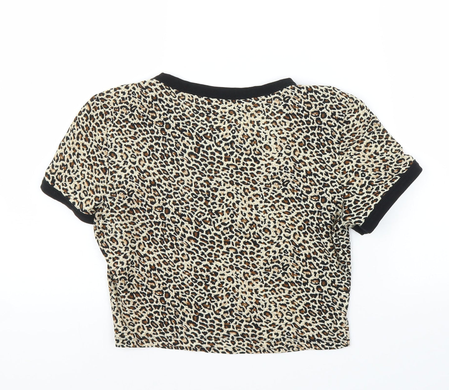 SheIn Womens Beige Animal Print  Ringer T-Shirt Size S  - Leopard print