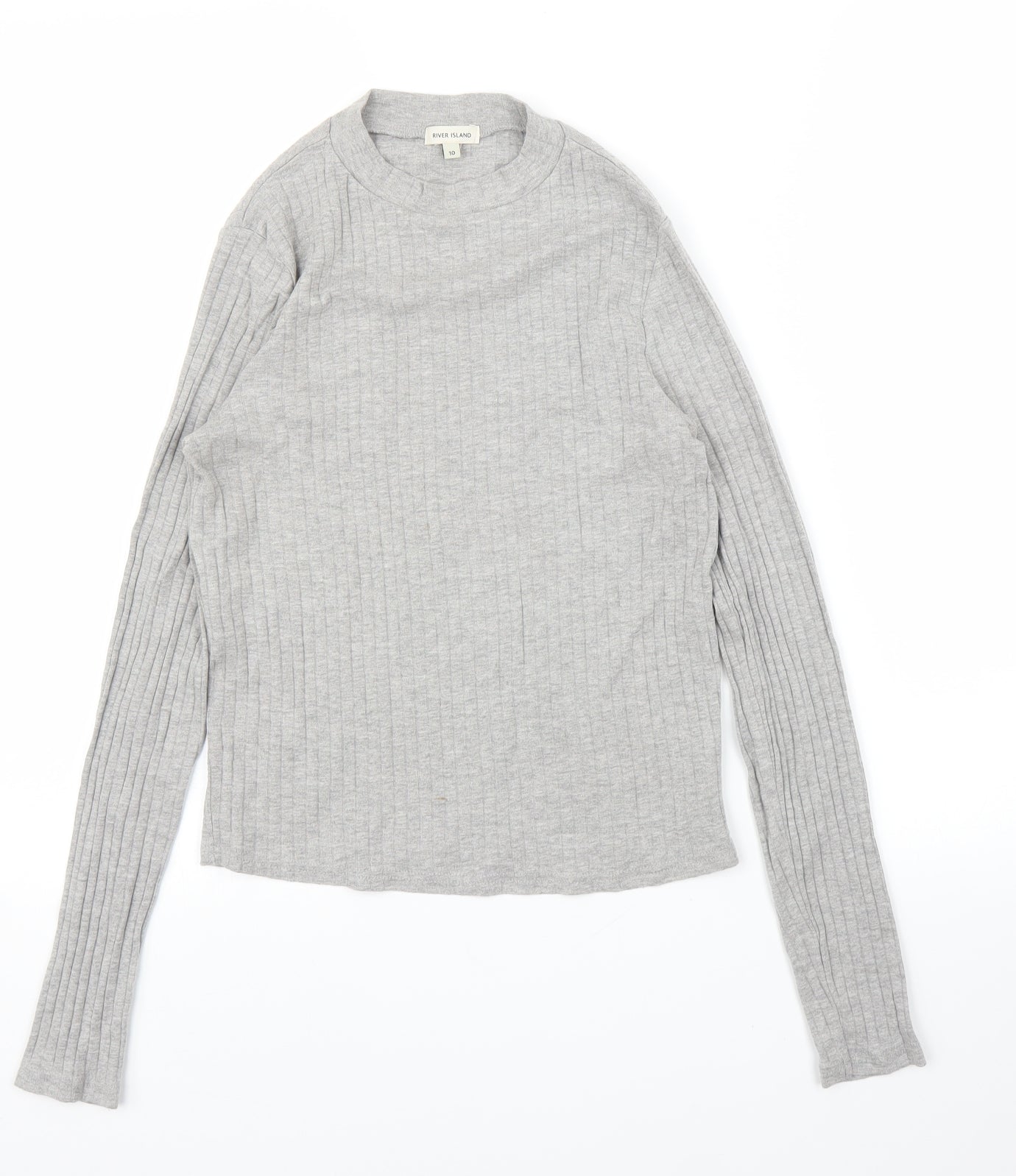 Womens UK Size 10 River Island Grey Basic T-Shirt
