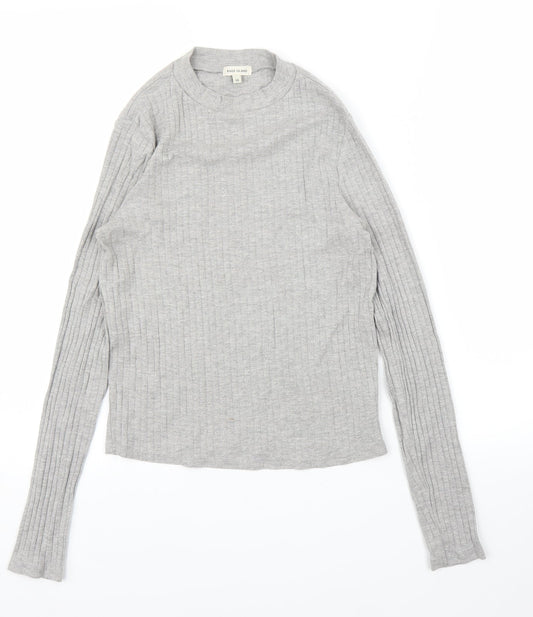Womens UK Size 10 River Island Grey Basic T-Shirt