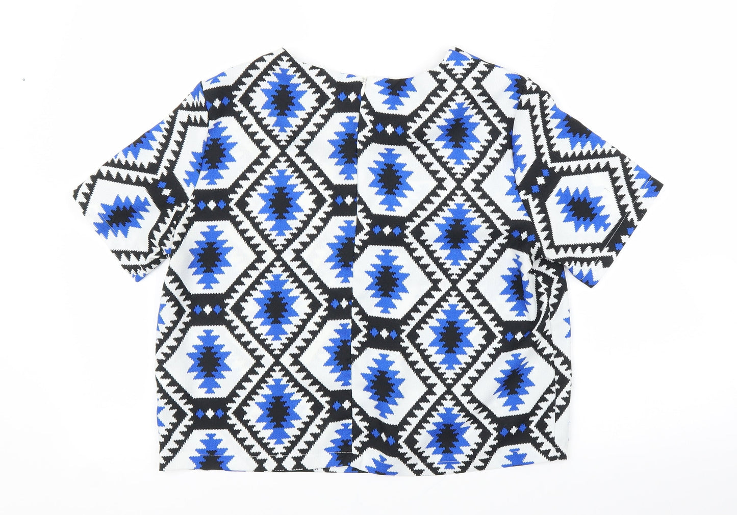 Cameo Rose Womens Blue Geometric  Basic Blouse Size 12