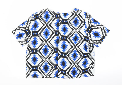 Cameo Rose Womens Blue Geometric  Basic Blouse Size 12