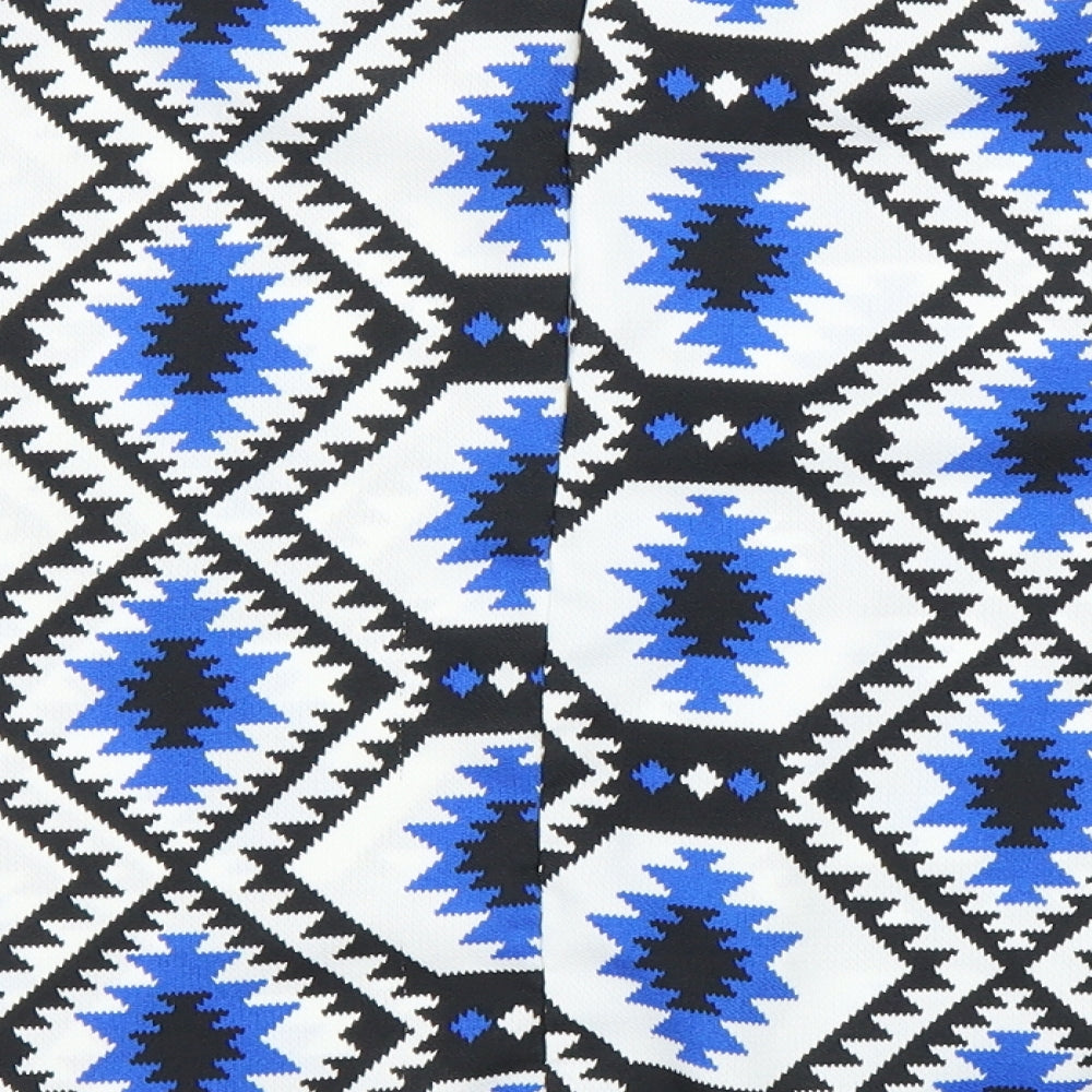 Cameo Rose Womens Blue Geometric  Basic Blouse Size 12