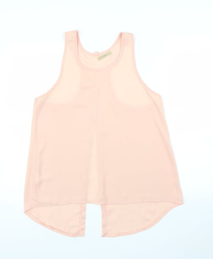 Additional front view of Only Fashion women’s pink basic blouse, size M, - split down back