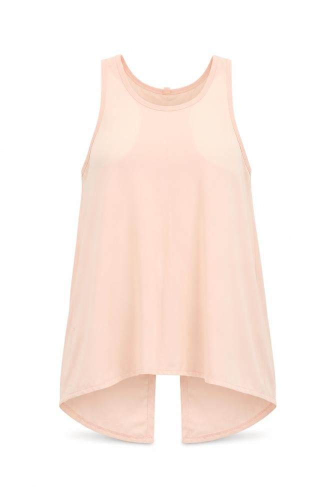 Front view of Only Fashion women’s pink basic blouse, size M, - split down back