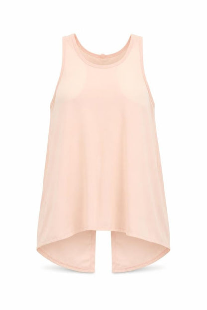 Front view of Only Fashion women’s pink basic blouse, size M, - split down back
