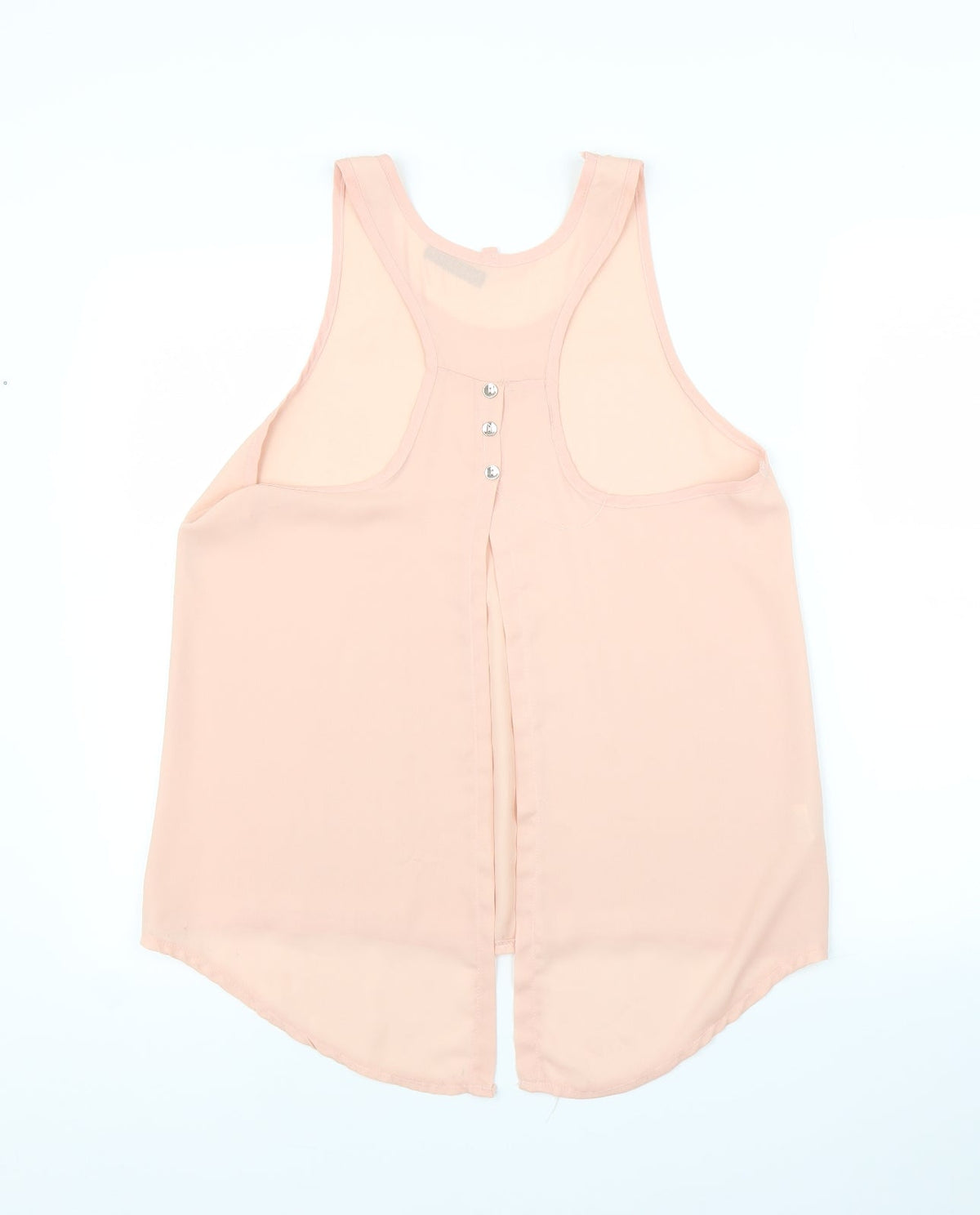 Back view of Only Fashion women’s pink basic blouse, size M, - split down back