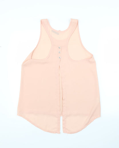 Back view of Only Fashion women’s pink basic blouse, size M, - split down back
