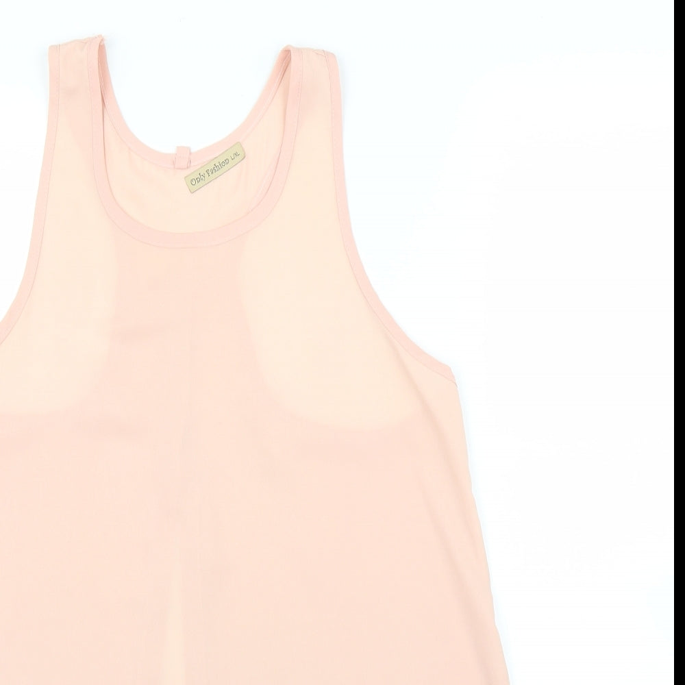 Close-up detail of Only Fashion women’s pink basic blouse, size M, - split down back