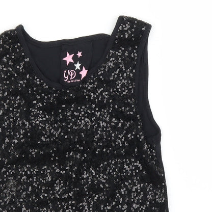 Close-up detail of Young Dimension girls’ black basic blouse, size 11, years