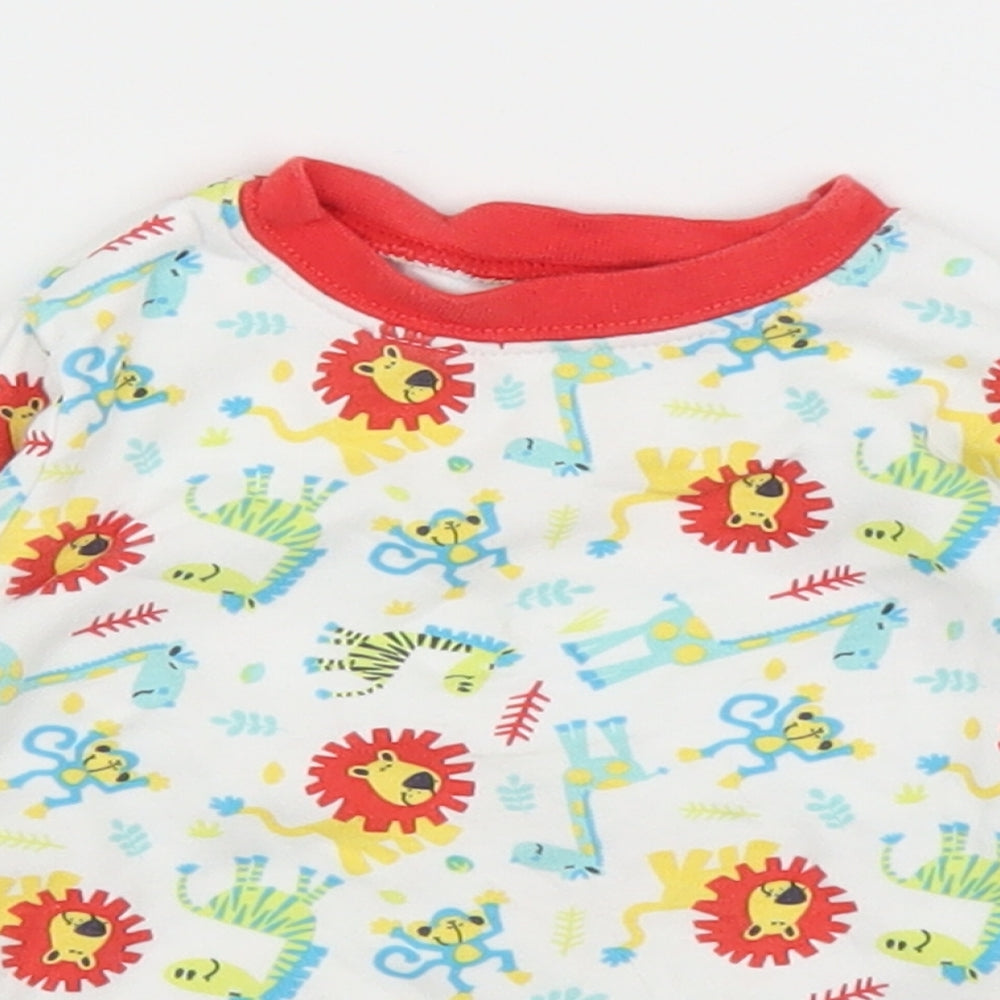Close-up detail of George boys’ white basic t-shirt, size 9-12, months