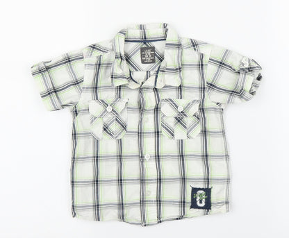 H&M Boys Green Plaid  Basic Button-Up Size 12 Months