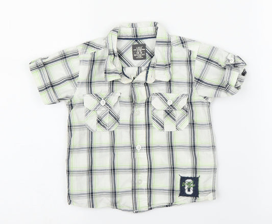 H&M Boys Green Plaid  Basic Button-Up Size 12 Months