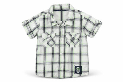 H&M Boys Green Plaid  Basic Button-Up Size 12 Months