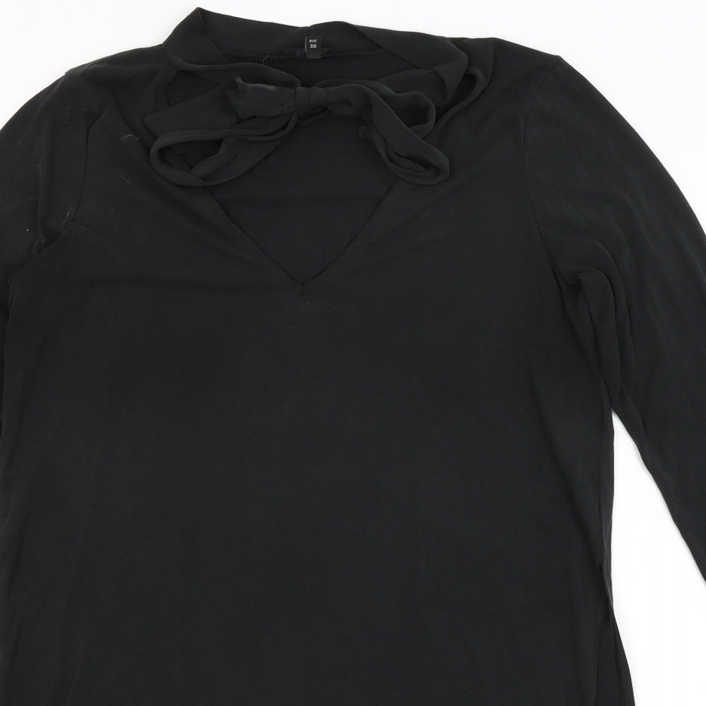 Womens UK Size 10 River Island Black Basic T-Shirt