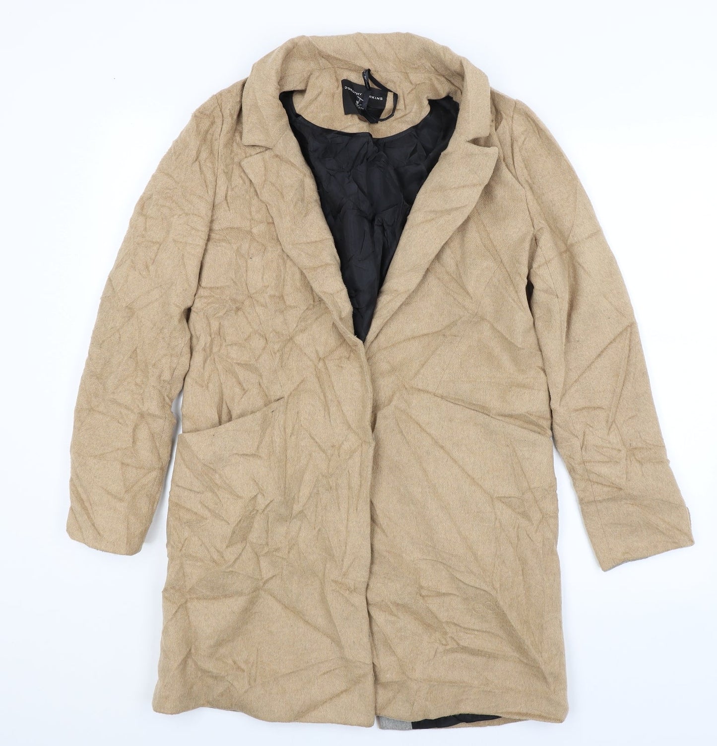 Womens UK Size 8 Dorothy Perkins Beige Overcoat