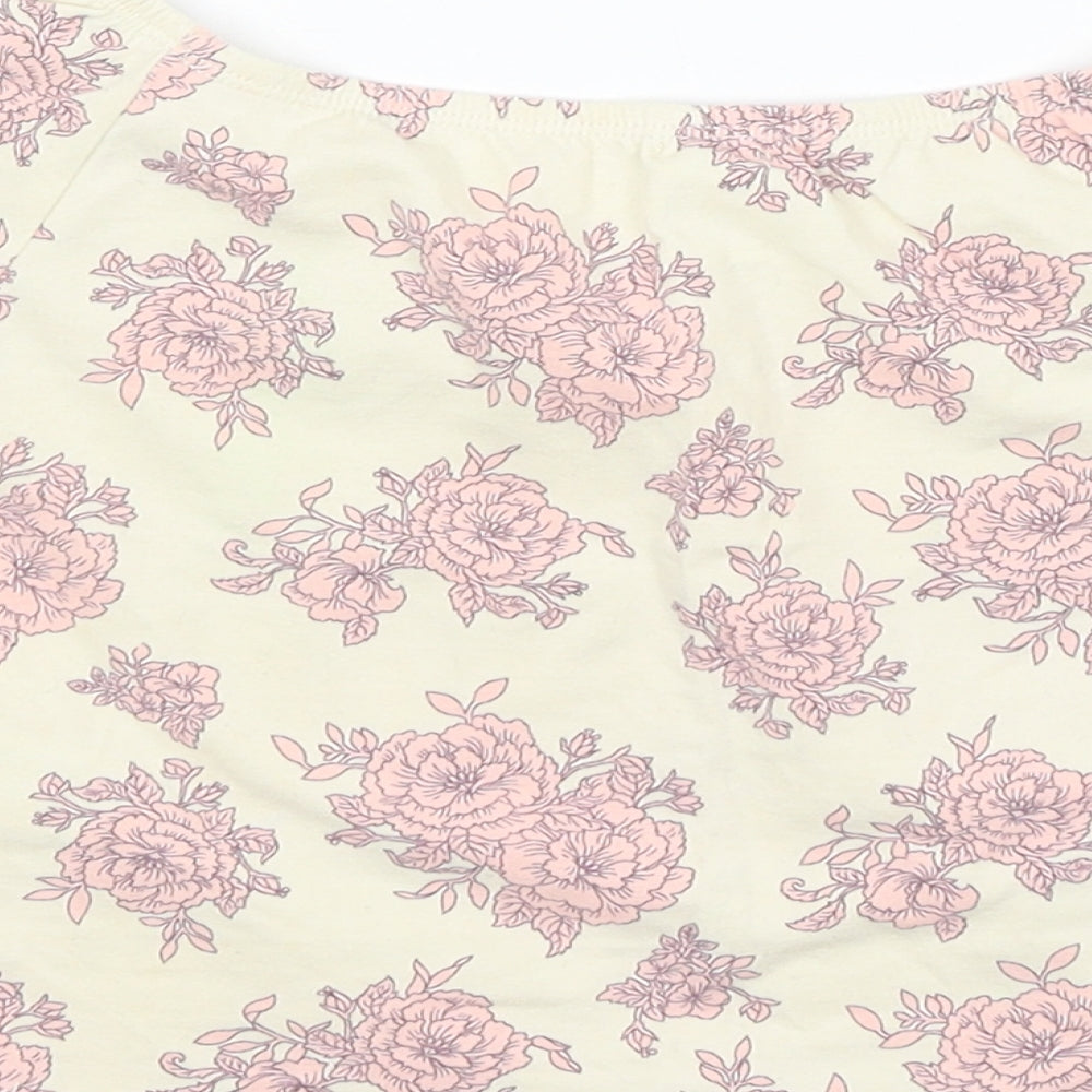 FOREVER 21 Womens Ivory Floral  Cropped T-Shirt Size S