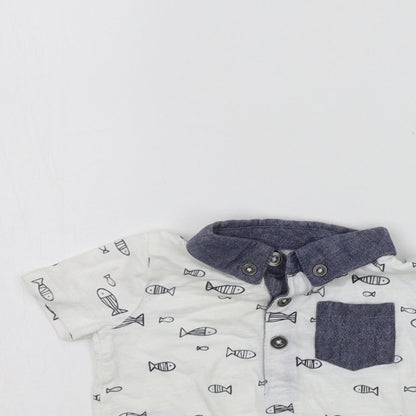 F&F Girls White Geometric  Basic T-Shirt Size 3-6 Months