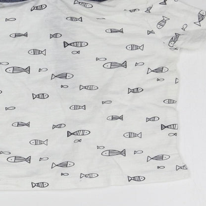 F&F Girls White Geometric  Basic T-Shirt Size 3-6 Months