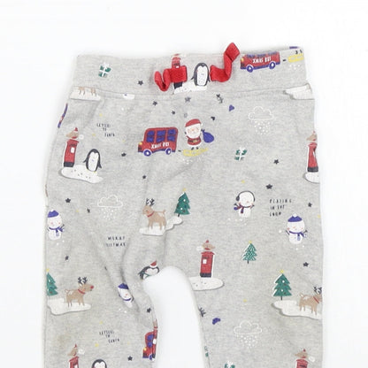 George Girls Grey Geometric  Jogger Trousers Size 9-12 Months  - washable mark