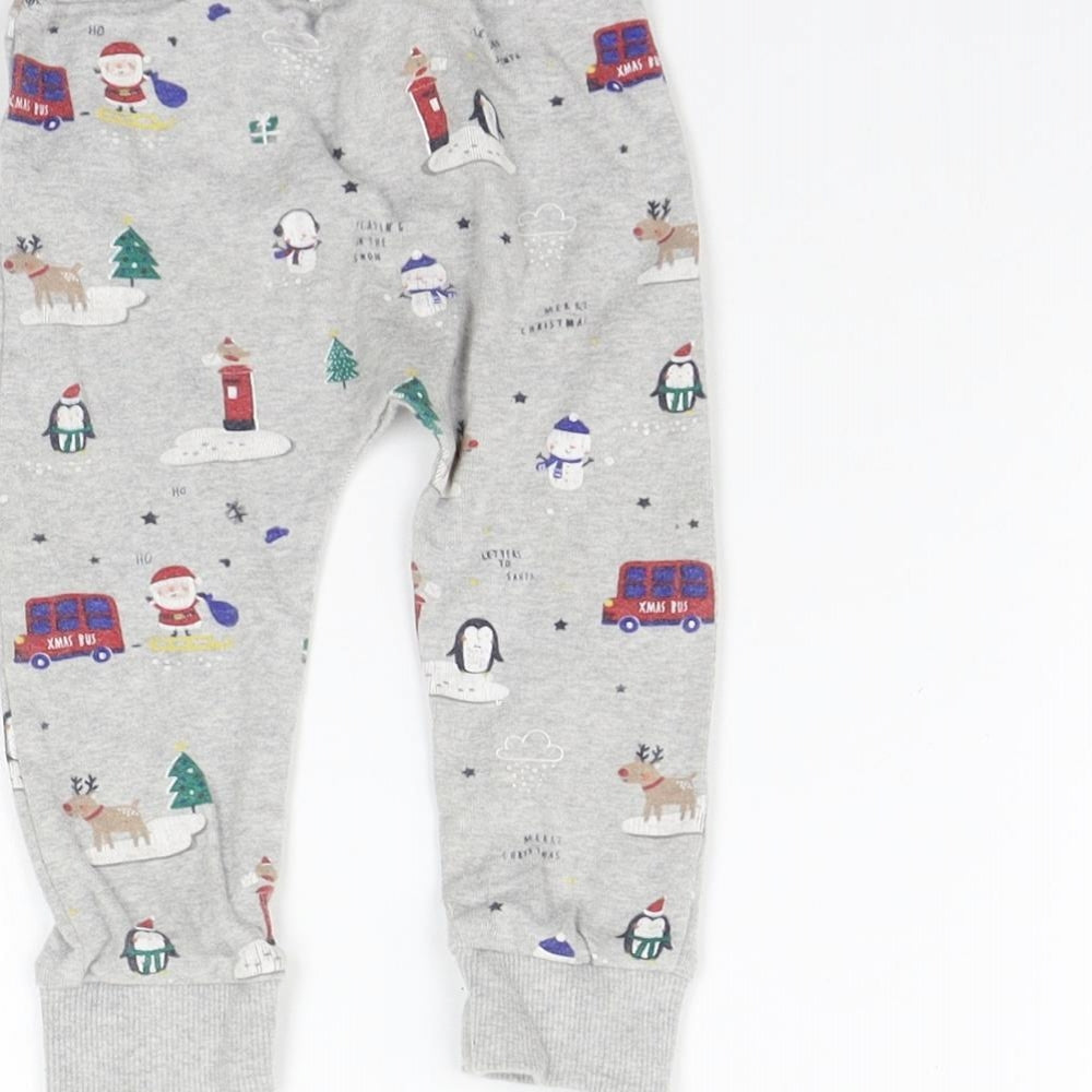 George Girls Grey Geometric  Jogger Trousers Size 9-12 Months  - washable mark