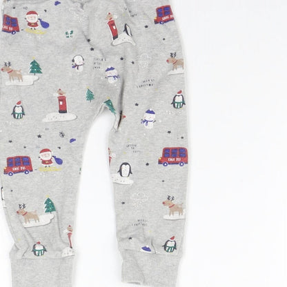 George Girls Grey Geometric  Jogger Trousers Size 9-12 Months  - washable mark