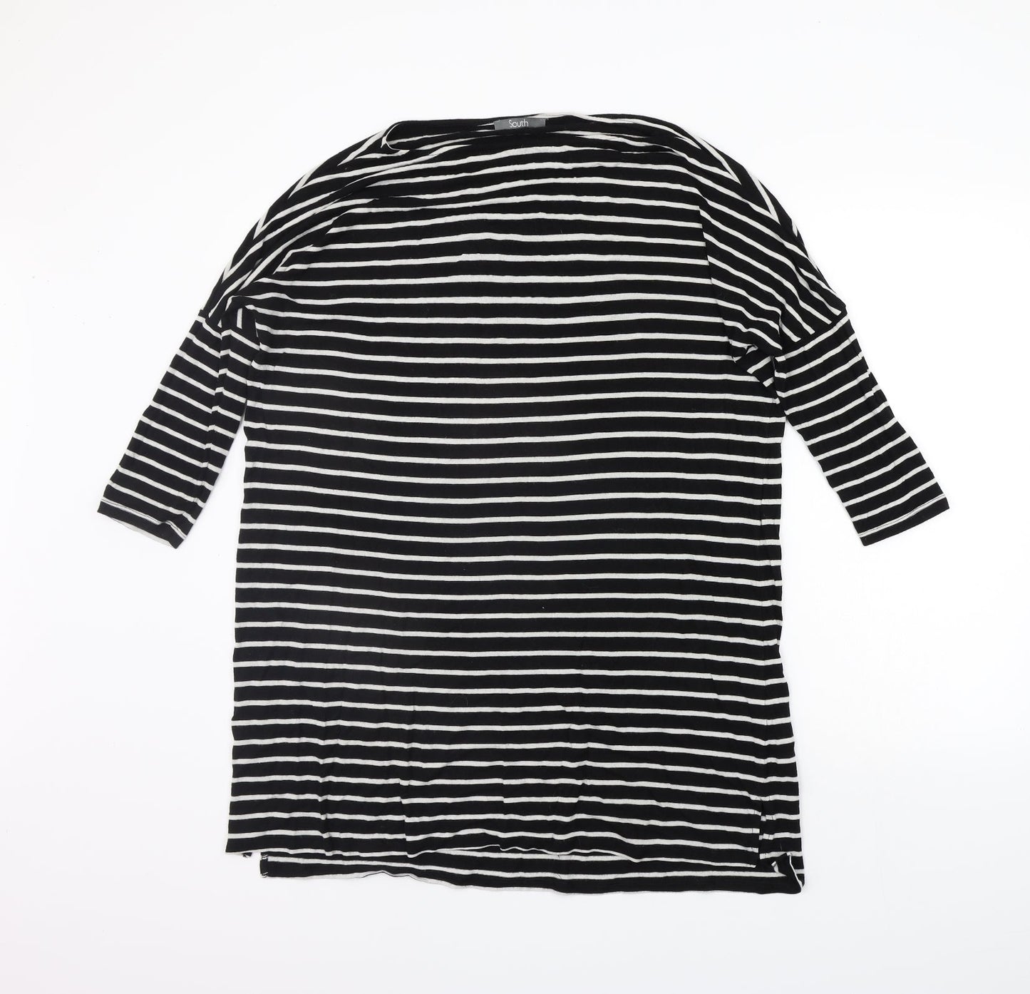 South Womens Black Striped  Basic T-Shirt Size 12