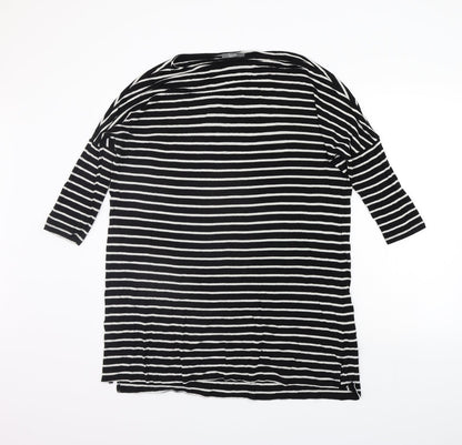 South Womens Black Striped  Basic T-Shirt Size 12