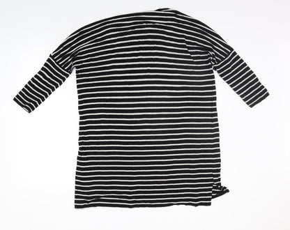 South Womens Black Striped  Basic T-Shirt Size 12