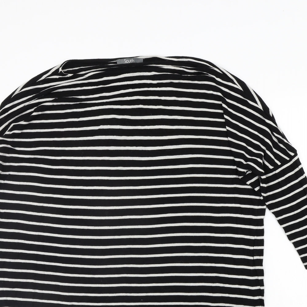 South Womens Black Striped  Basic T-Shirt Size 12