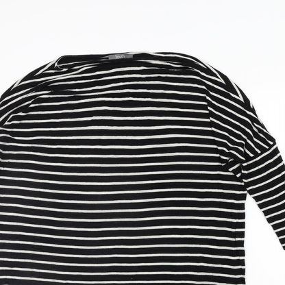 South Womens Black Striped  Basic T-Shirt Size 12