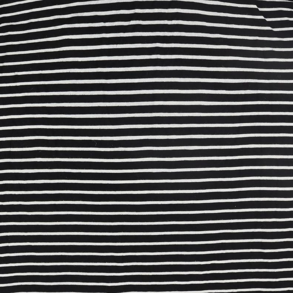 South Womens Black Striped  Basic T-Shirt Size 12