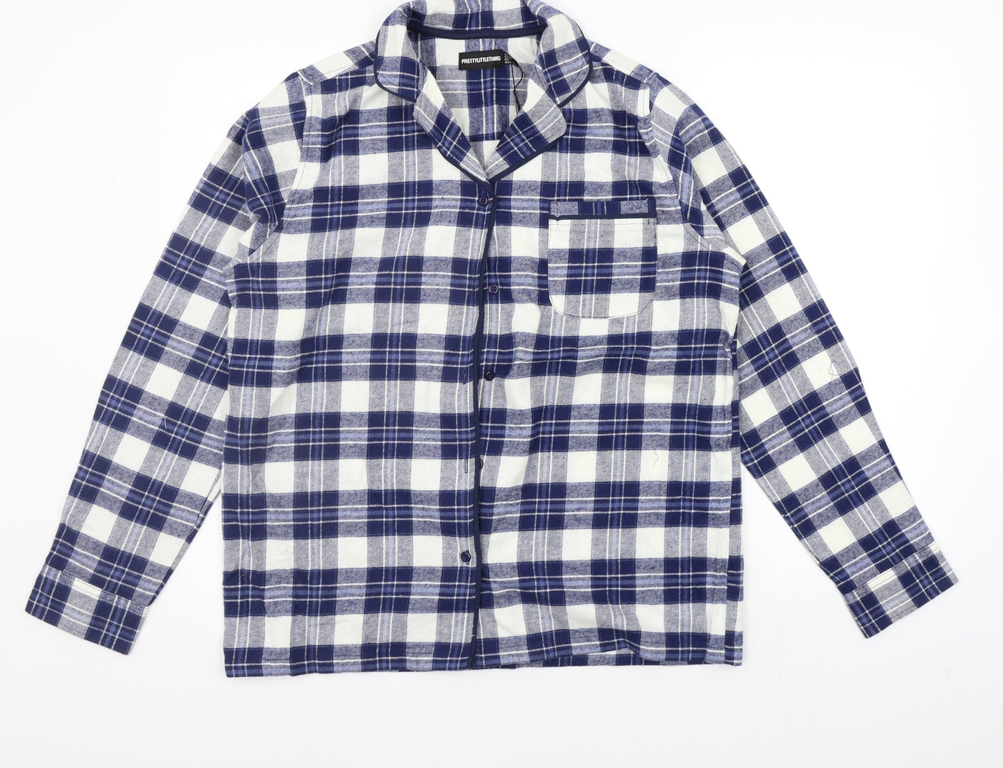 Womens UK Size 14 PRETTYLITTLETHING Blue Basic Button-Up