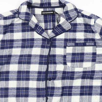 Womens UK Size 14 PRETTYLITTLETHING Blue Basic Button-Up