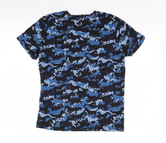 H&M Girls Blue Camouflage  Basic T-Shirt Size M  - Showjumping