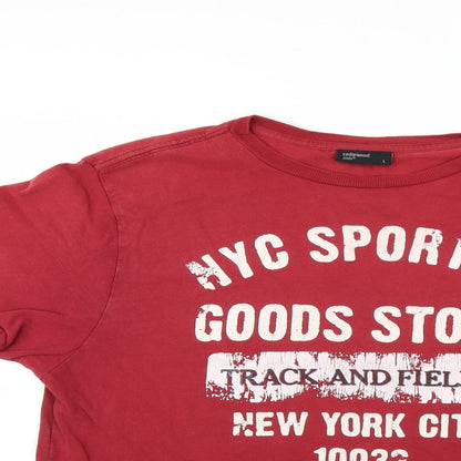 Ceader wood state Mens Red    T-Shirt Size L  - New York