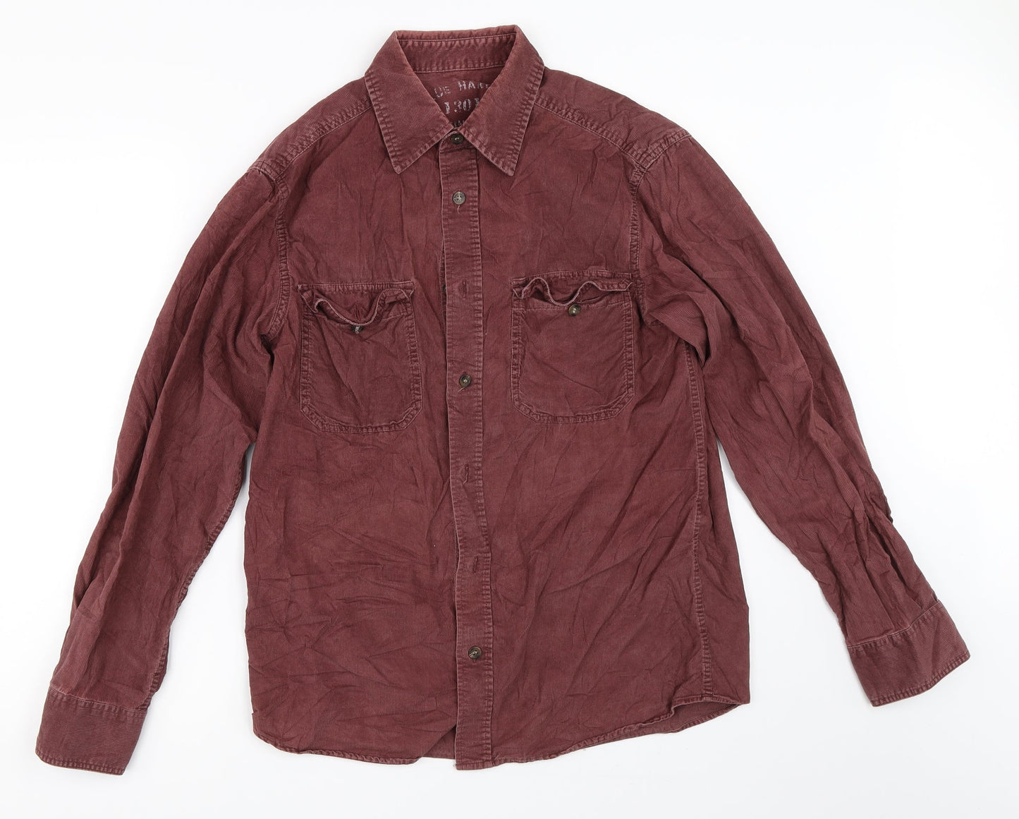 Mens UK Size S Marks and Spencer Red  Button-Up Long Sleeve Casual Shirt