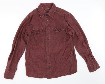 Mens UK Size S Marks and Spencer Red  Button-Up Long Sleeve Casual Shirt